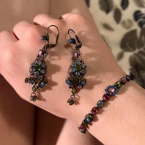 Vintage Sorrelli brass bracelet and earring set